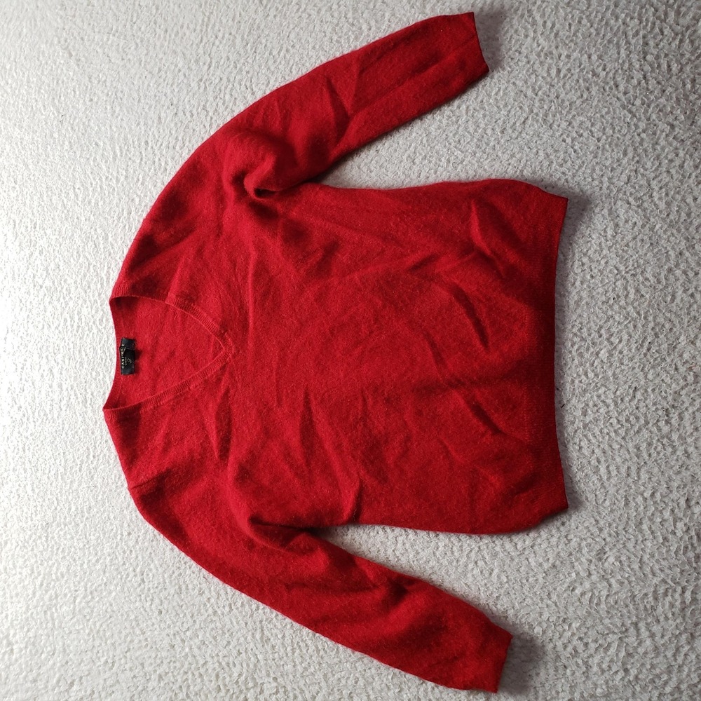 Charter Club Sweater Womens XL Red V Neck Long Sleeve Cashmere Knit Pullover
